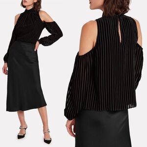 Intermix Renata Cold Shoulder Striped Velvet Top 4